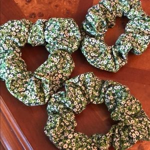 green floral scrunchie